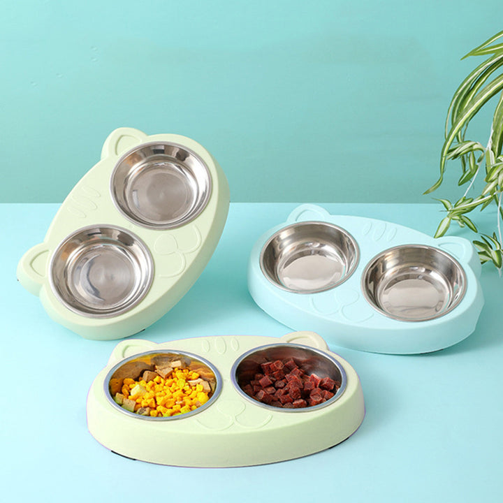 Stainless Steel Bowls With Non-Slip Resin Station - FUR VIVIA