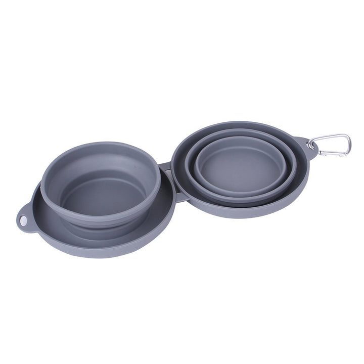 Rubber Foldable Double Bowl Pet Feeding Bowl - FUR VIVIA